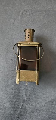 Vintage Messing Laterne Aufzieh Spieluhr Braunglas Reuge