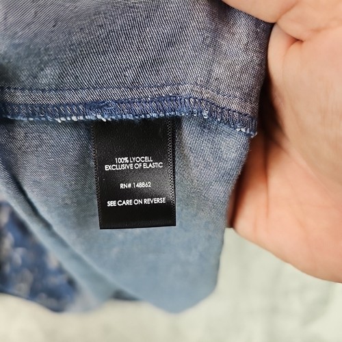 Torrid Minikleid Damen Größe 0X Blau Chambray Puffärmel Gesmokt 100 % Lyocell - Bild 5 von 9
