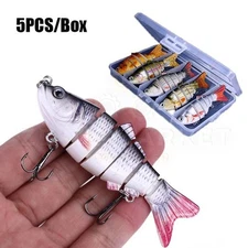 5PCS Box Multi Jointed Fishing Lures Swimbait Hard Bait Crankbaits 6 Segment