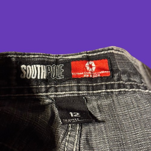 SouthPole Jean Shorts Youth Boys Size 12 Black Denim Vintage Y2K - Picture 3 of 8