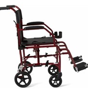 Medline Aluminum Transport Chair with 8 Wheels, Red - MDS808210ARE