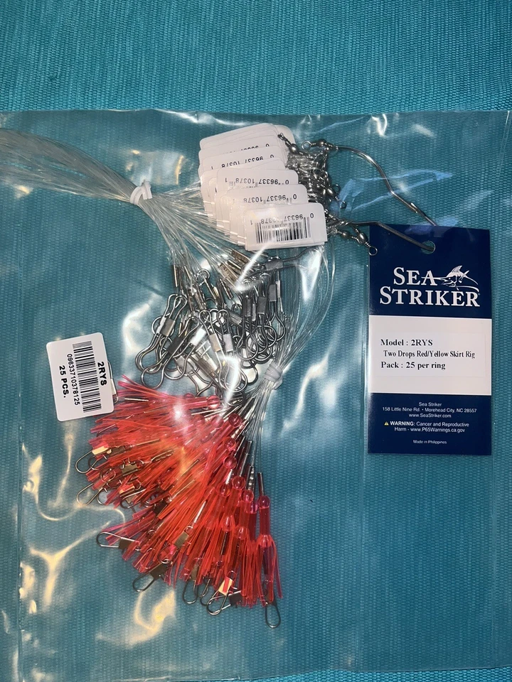 Qty 25 Sea Striker 2RYS Bottom Rig 40 Lb Mono 2-drop Skirts #14 Link Connector - Image 2 of 4