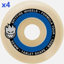 Spitfire F4 Tablets 55MM Skateboard Wheels 99a Natural/Blue Set/4 NEW