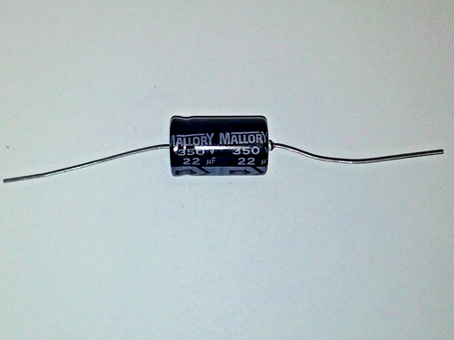 Condensador electrolítico Mallory 22uF (20uF Sub) 350 V cables axiales vendedor de EE. UU. - Imagen 2 de 6