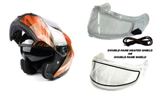 Modular Snowmobile Helmet Electric OR Dual Shield Orange Adult DOT SNOW
