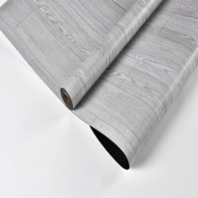 3D Retro Laminate Vinyl Flooring Roll, Peel and Stick Linoleum Wood Grain, Vi...