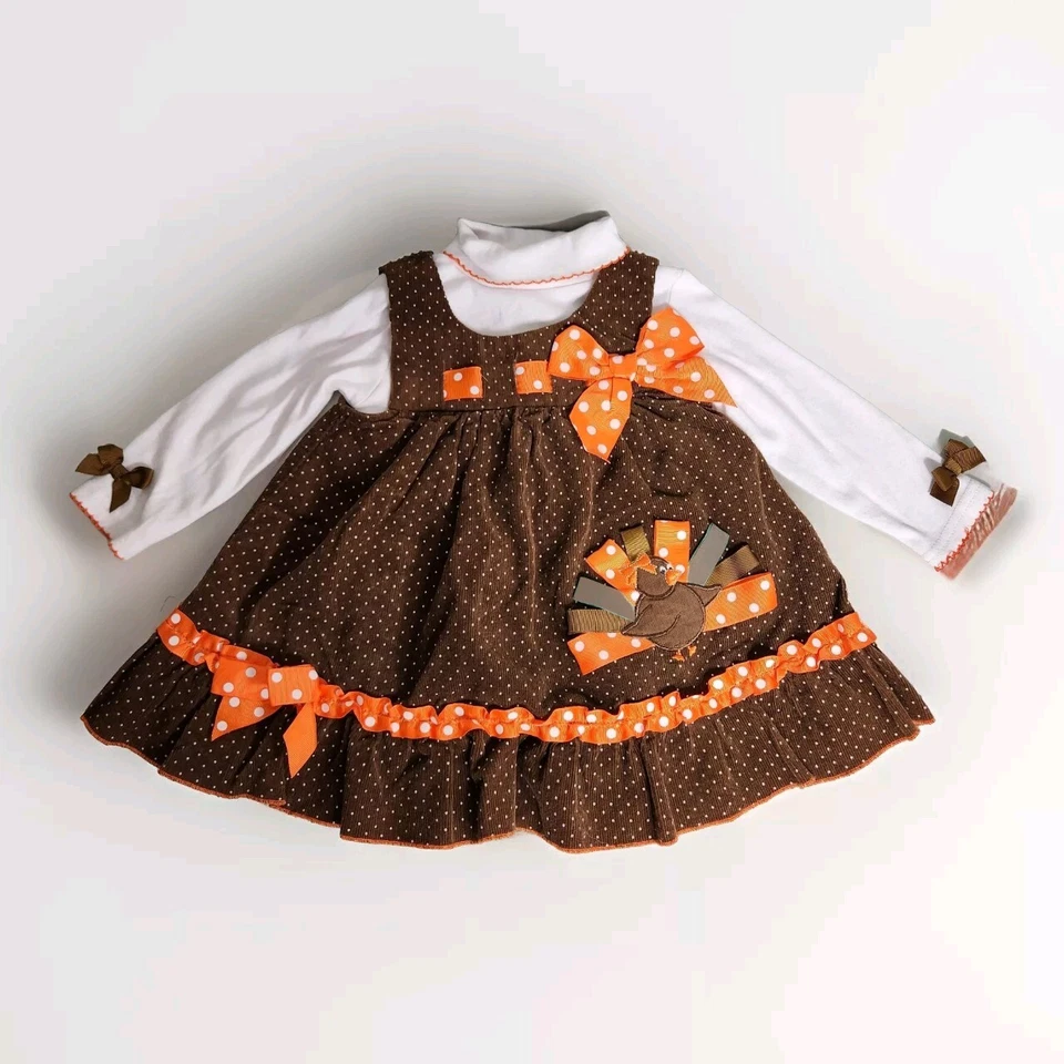 Bonnie Jean Baby Brown Corduroy Jumper Dress Outfit-Size 18 mos - Imagem 2 de 4