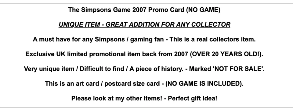 The Simpsons 2007 PROMO Video Game Merchandise Rare Xbox 360 PS2 PS3 Gamecube DS - Image 2 of 4