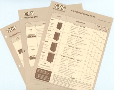 1978 BIC Stereo Speaker Systems Cassette Dealer Confidential Price Guide HiFi 