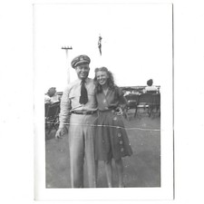Vintage Photo Handsome Soldier Man Beautiful Woman Cute Girl WWII 1940s Snapshot