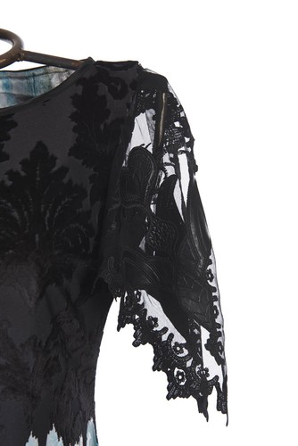 SAVE THE QUEEN DRESS CIRCUS PRINT DEVORE VELVET LACE SLEEVES sz S Small - Picture 7 of 7