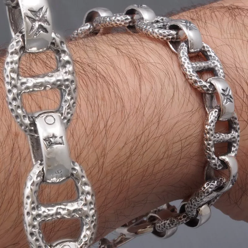 Heavy Bracelet for Men Sterling Silver 925 Curb Chain - SunnyArmenia