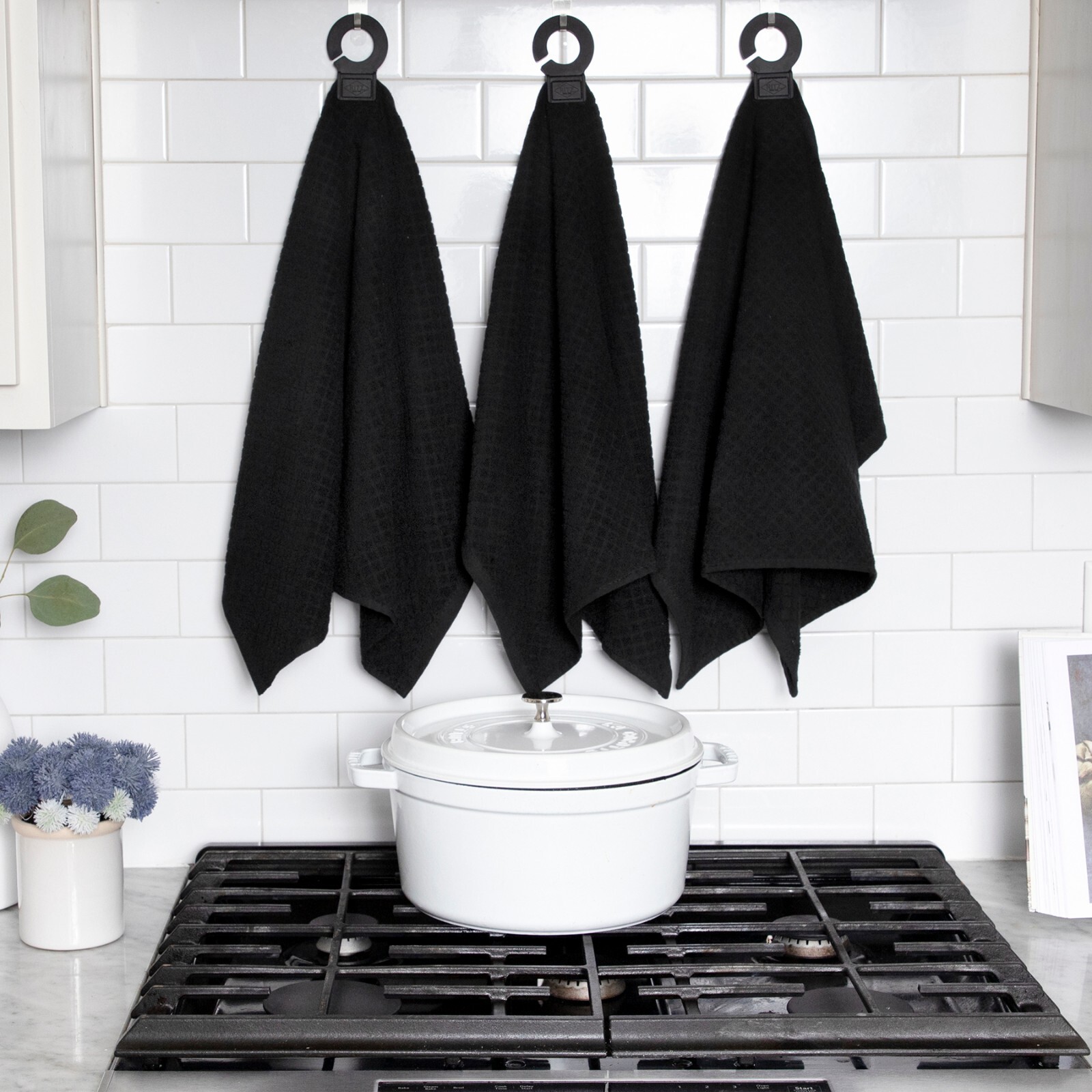 RITZ Hook & Hang Woven Kitchen Towels Set of 2 | Quick-Dry Hanging Dish Towels