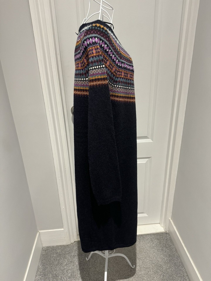 Seasalt Cornwall Wool Blend Fair Isle Knitted Dress In Navy Size 16 RRP