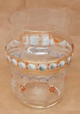 Antique Art Glass Vase Blown Hand Painted Enamel Clear 4.5" tall