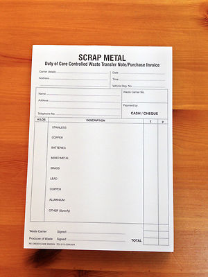 scrap metal duty of care transfer purchase invoice pad wm 053 ebay