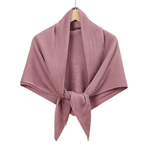Women Solid Twill Pleated Satin Scarf Stole Shawl Wrap Headscarf Neckerchief - Picture 14 of 35