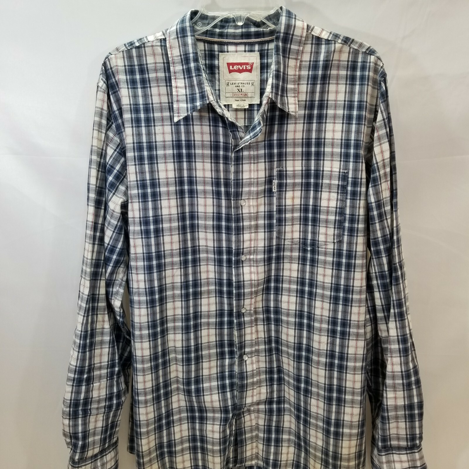 Levi's Men's Noble Plaid Button-Down Shirt Black Size 2 Extra Large