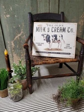 OLD VINTAGE FOLK ART VICTORIAN PRIMITIVE DAIRY FARM STYLE MILK CREAM COW SIGN