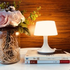 White Table Lamp with Remote USB Rechargable Portable Light 10 Brightness Modes
