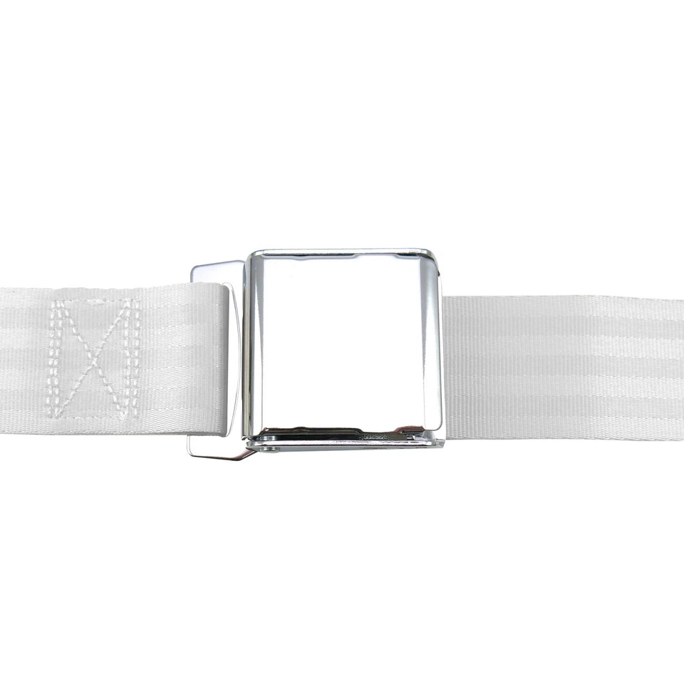 Cinturón de seguridad retráctil con hebilla de avión blanco 2pt con placa herrajes SafTboy v8 Foto 4 de 4