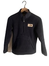 The North Face Boys Youth Sweater Size 10/12 Medium Navy Blue Half Zip Box Logo