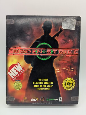 Vintage Sudden Strike PC Big Box Video Game RTS for Windows Complete