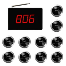 SINGCALL Wireless Calling System, 1 Small Receiver and 10 Pagers