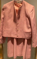 EVAN PICONE SIZE 12 SKIRT /14 Blazer PINK Skirt Suit Lined Button Up Blend Wove