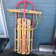 Vintage Paris Champion Red Fastback Snow Sled Floating Steering 46" Long