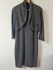 Frank Lyman Ribbed Grey Dress & Shrug Set Wedding Evening Outfit Size 12