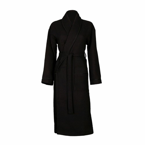 Shawl Collar Waffle Dressing Gown with Coloured Piping, Below Knee Robe - Picture 21 of 27