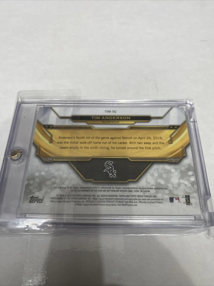 2019 Tim Anderson Topps Triple Threads Autograph Triple GU Bat Relic 06/18 - Image 3 of 3