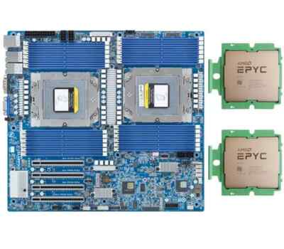 Gigabyte MZ73-LM0(rev 3.x)+ 2x AMD EPYC 9754 QS 1.9-3.15GHz CPU combination