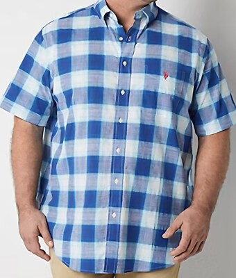 NEW U.S. Polo Assn. Big and Tall Mens Classic Fit Short Sleeve Plaid Button-Down