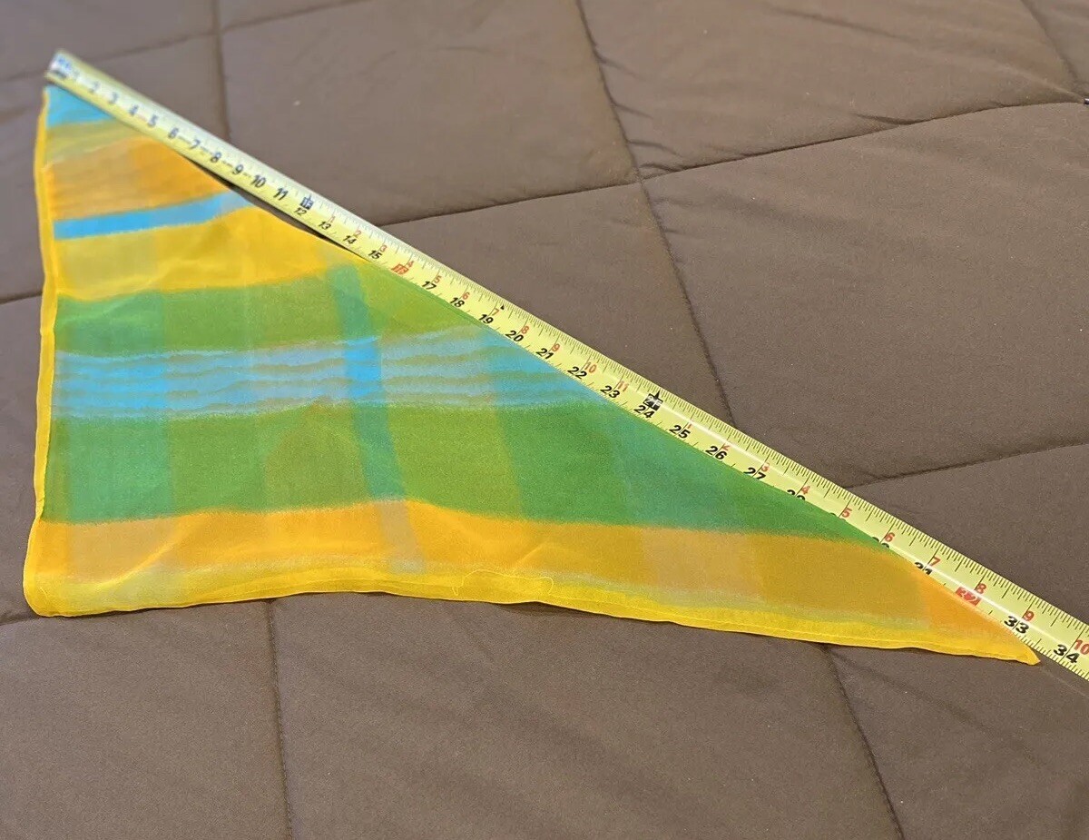 Vintage 60s-70s Chiffon Triangle Scarf Kerchief Hippy Boho