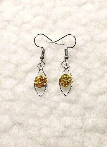 Dangle earrings, Glass , Yellow, Orange, Green, Dark-green . 38mm Long. (2B3) - Picture 3 of 7