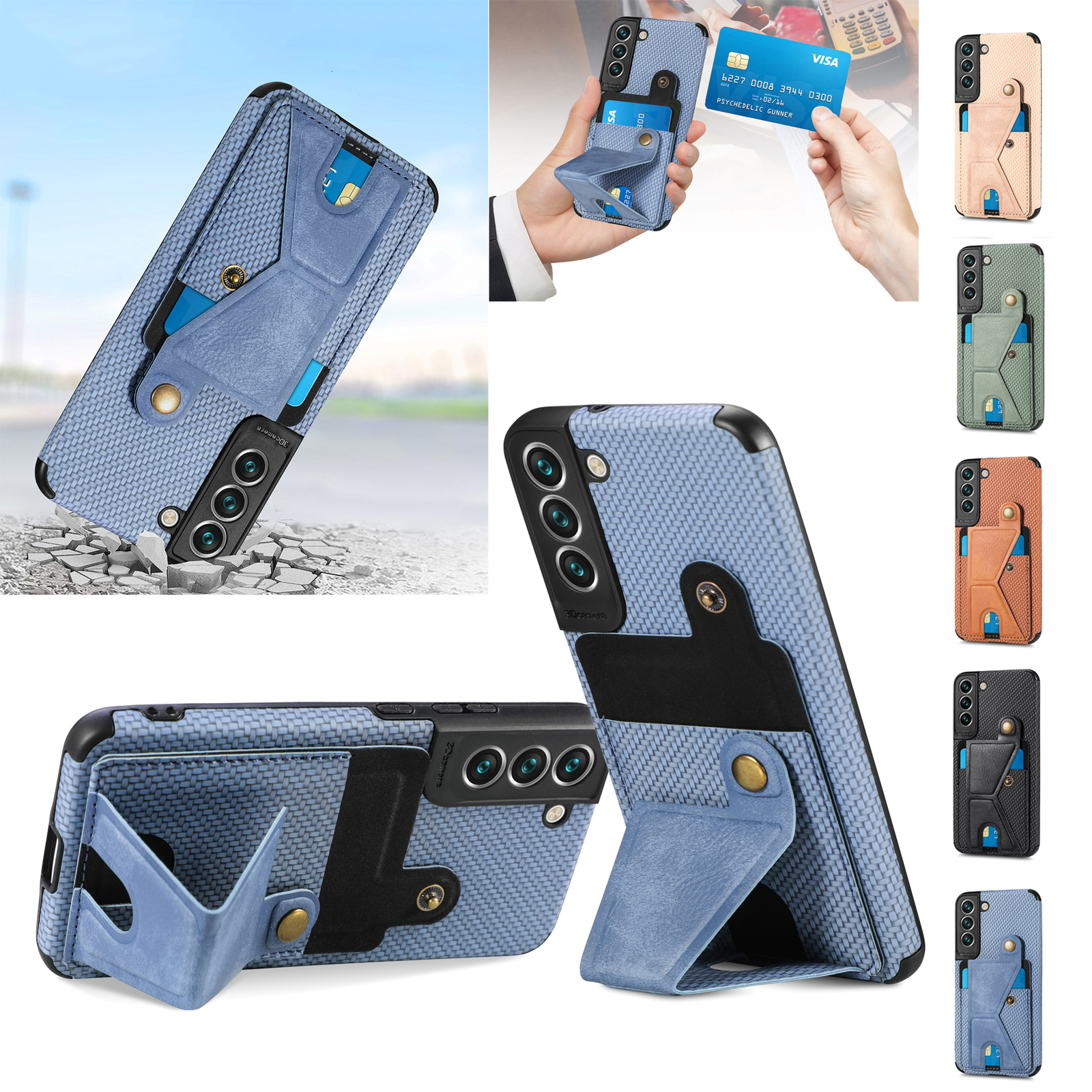Slim Card Holder Stand Phone Case for Samsung Galaxy A31 A21S A51 A71 A01 A11 A41 M01  -image