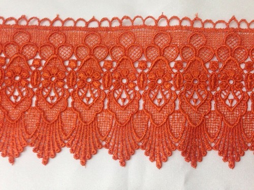 BEAUTIFUL GUIPURE LACE TRIM EDGING White Ivory Black Navy Red Wine 3.25'' 1Yard - Picture 35 of 51