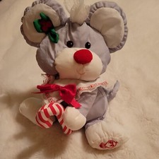 Vintage Fisher Price Puffalump Christmas Mouse Stuffed Animal 1987 Plush Candy