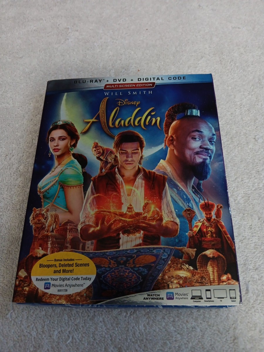 Disney Aladdin (2019) Will Smith Blu-ray + DVD + Digital Code