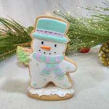 Merry Christmas Gingerbread Cookies Village Pastel Snowman Figure Statue New
