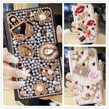 Crossbody Bling Glitter Leather Rhinestone Wallet Women Card Diamond Phone Case