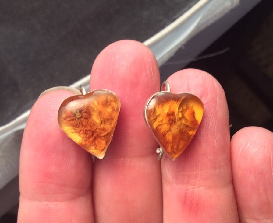 1970's Vintage 925 Sterling Silver Heart Shaped Earrings With