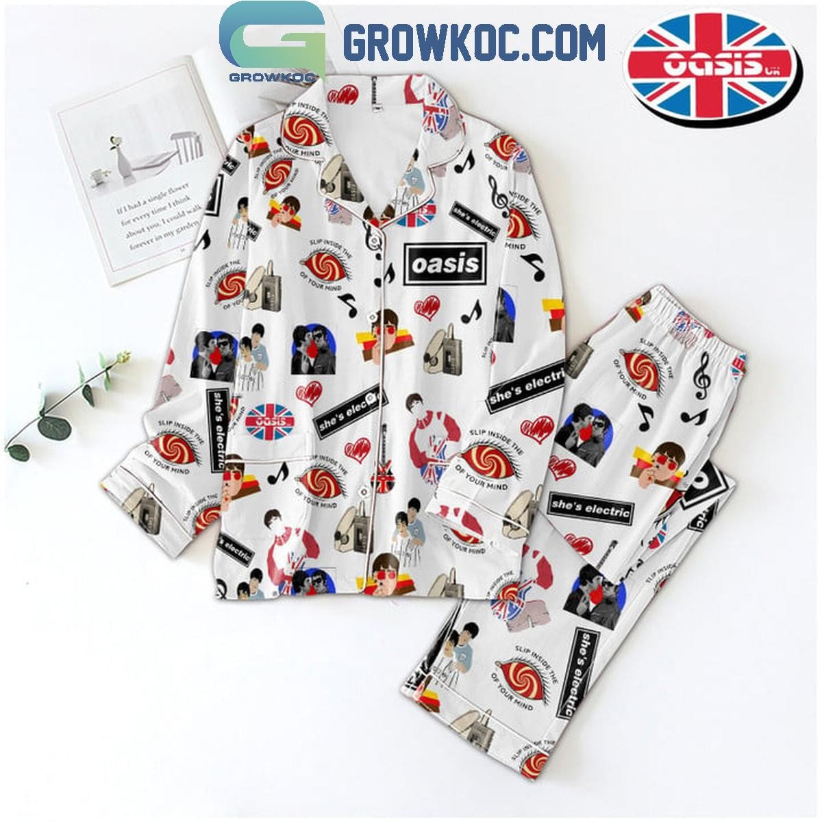 Oasis Slip Inside The Eyes Pajama Set - Soft Polyester Sleepwear