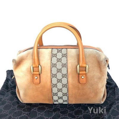 GUCCI Handbag GG canvas suede Vintage Authentic From Japan