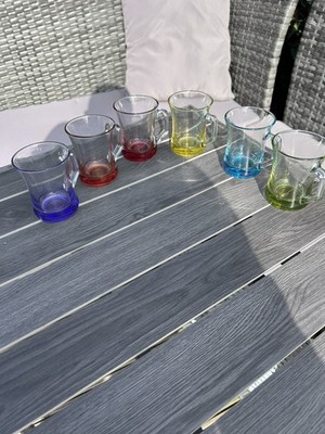 6er Set farbige Glas Tee Kaffee Cappuccino Tassen Heiß & Kalt Getränk Becher - Geschenk