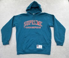 Champion Supreme SS17 Blue Hooded Pull Over Sweatshirt Mens Size Large Authentic