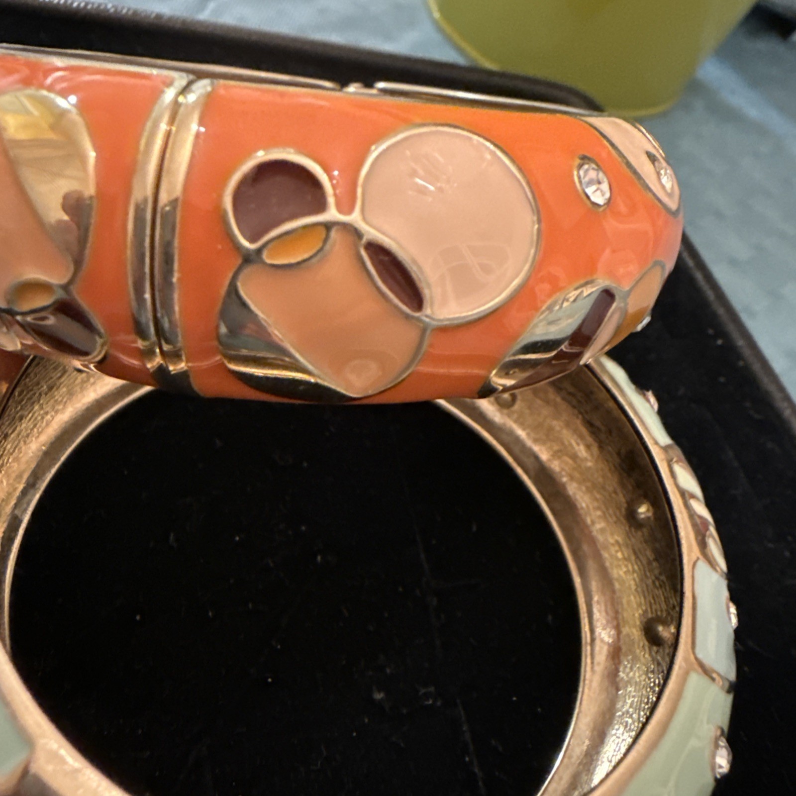 Sequin Enamel Hinged 2 Bangles  - 7” - image 3