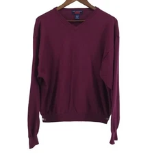 Mark Alexander Cotton Long Sleeve V-Neck Pullover Maroon Sweater Mens XL
